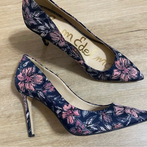 Sam Edelman Hazel Pointed Toe Pumps Floral Navy Size 9 - Picture 3 of 9